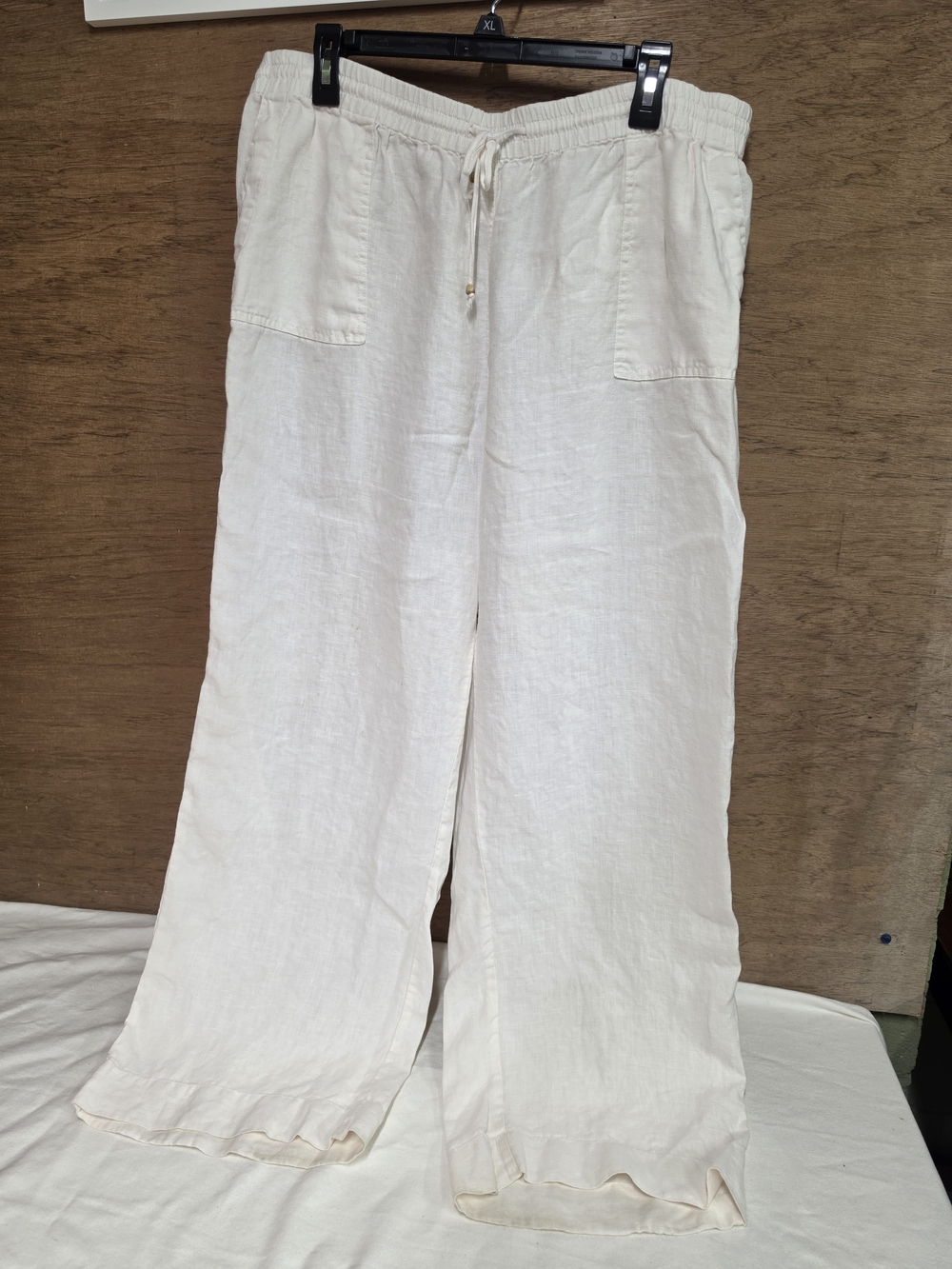Crown & Ivy Beach White Linen Wide Leg Pants XL